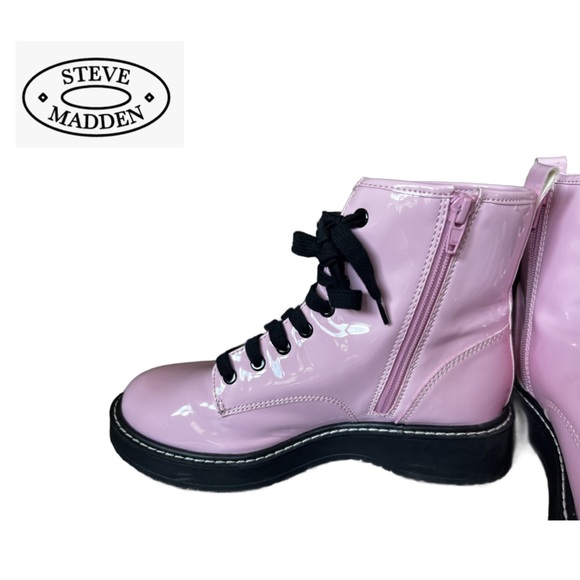 Steve Madden NYC Bettyy Pink Combat Boots - Picture 4 of 7